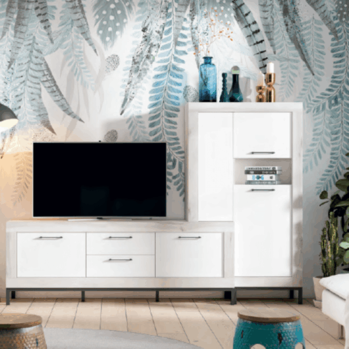 Mueble de salón albo/blanco mate + módulo de 3 puertas y hueco derecho
