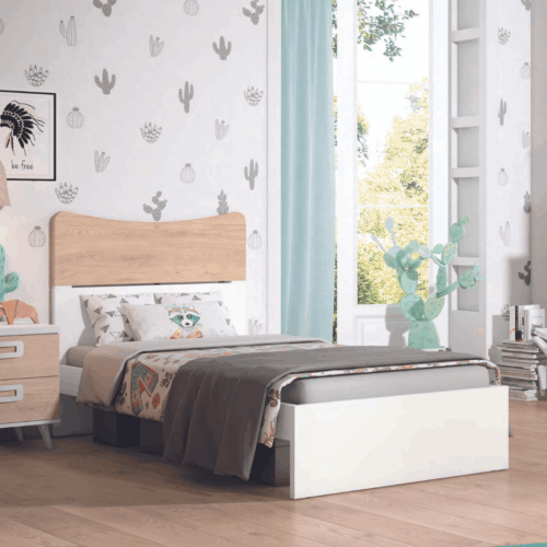 Dormitorio juvenil completo en tonos blanco mate y sahara