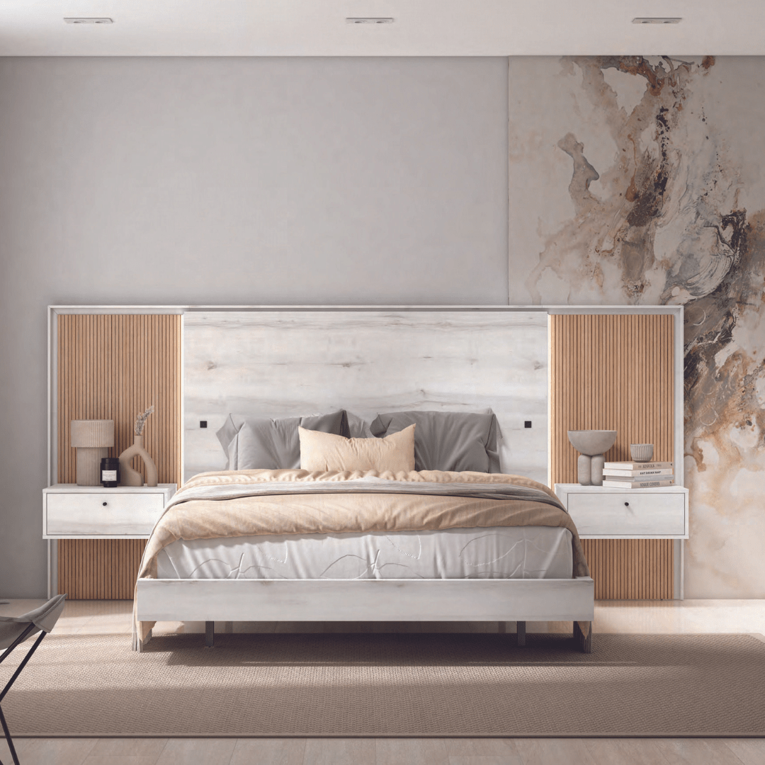 Cabecero para cama de matrimonio + 2 mesitas