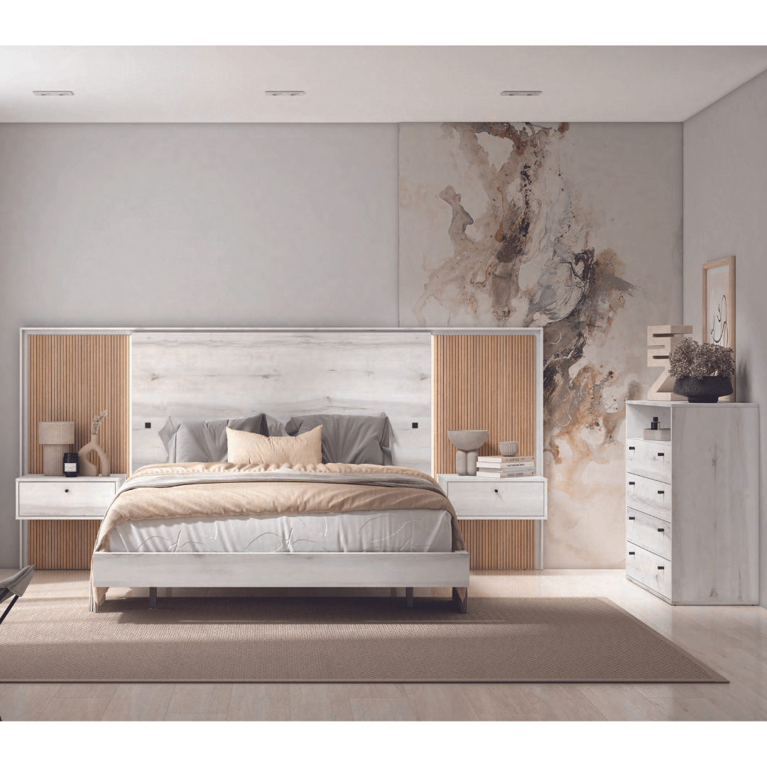 Cabecero para cama de matrimonio + 2 mesitas - Imagen 2