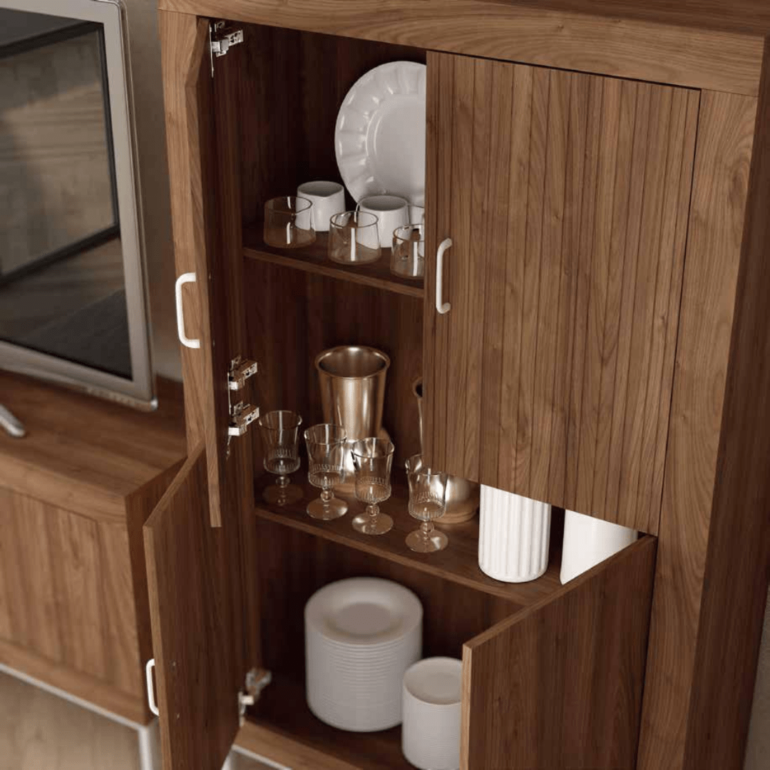 Composición de salón con bajo TV + módulo 4 puertas + estante con puertas - Imagen 2