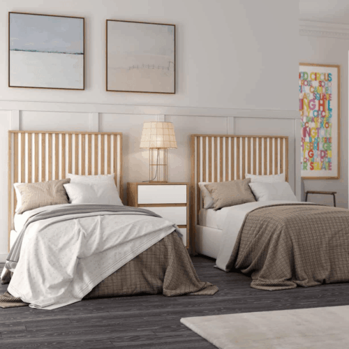 Cabecero para cama de 90 cm nogal/blanco + mesita