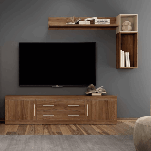 Composición de salón java/perla con mueble TV + módulo + estante