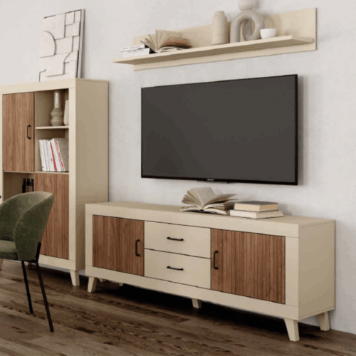 Composición de salón perla/lined java con mueble TV + 2 módulos