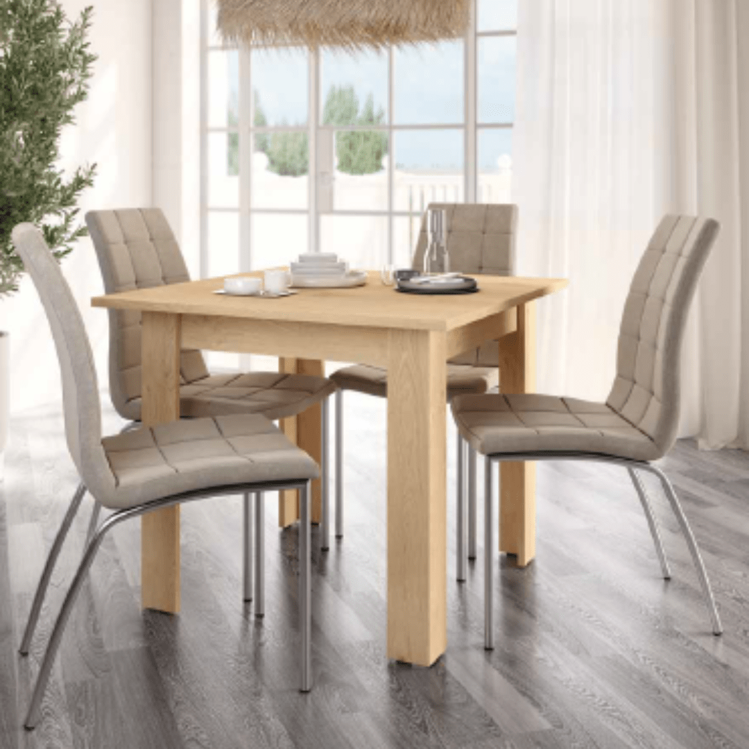 Mesa cuadrada fija de 90x90 cm roble