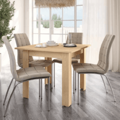 Mesa cuadrada fija de 90x90 cm roble