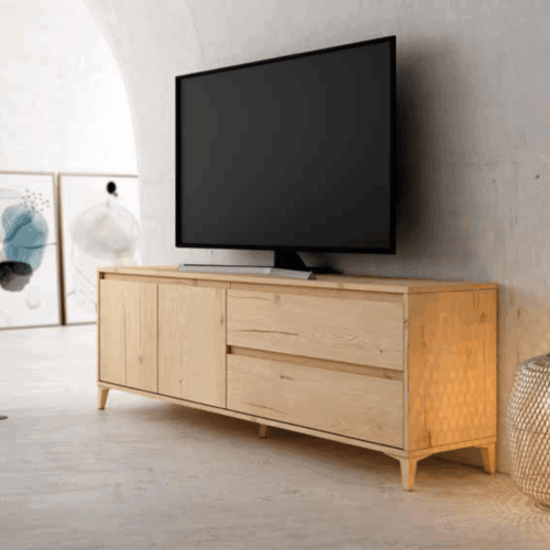 Mueble TV 2 puertas + 2 cajones roble