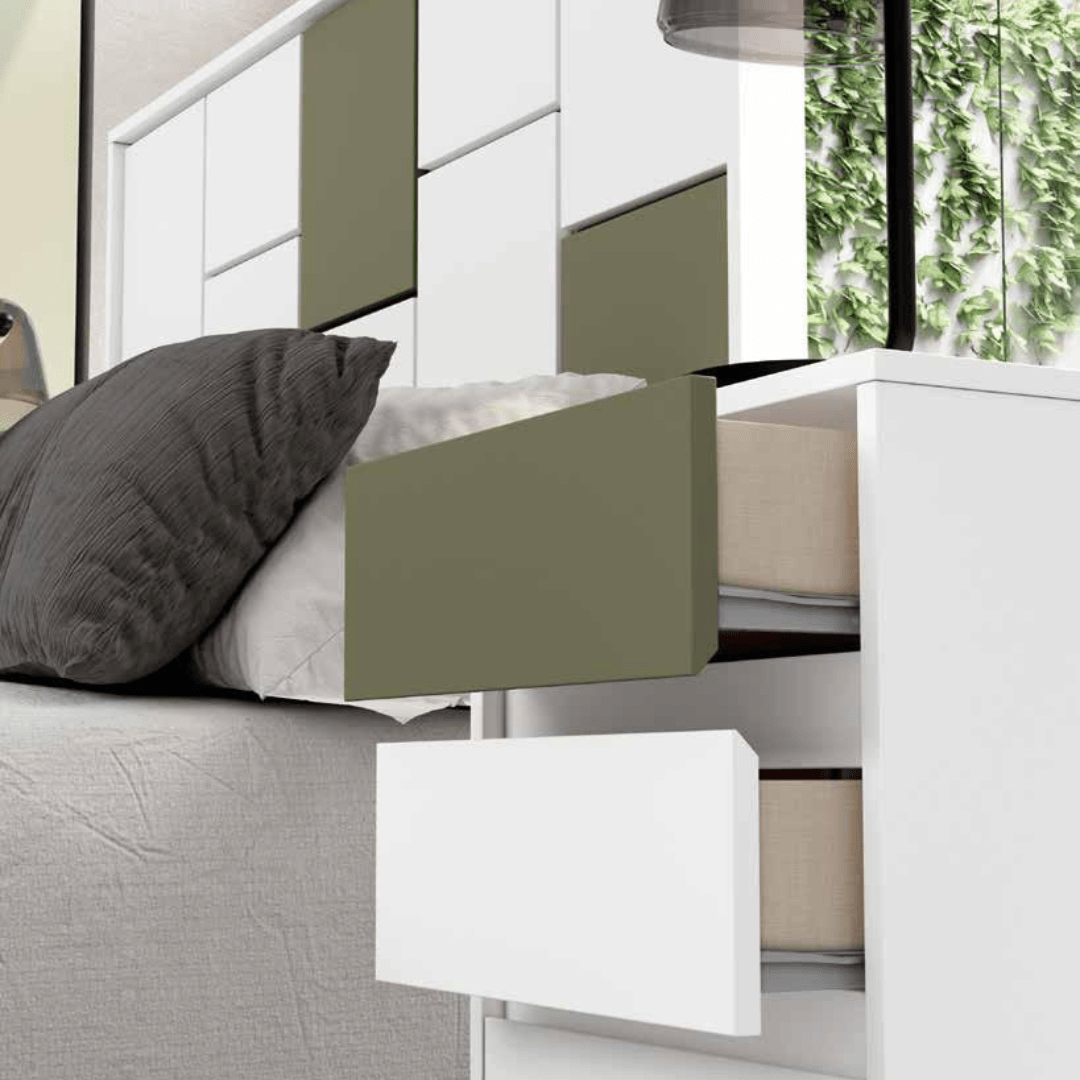 Dormitorio de matrimonio completo blanco/oliva - Imagen 3