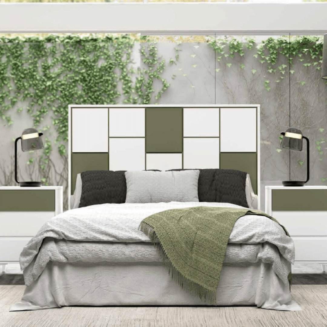 Dormitorio de matrimonio completo blanco/oliva - Imagen 2