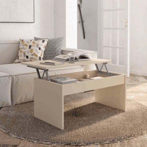 Mesa de centro elevable color perla