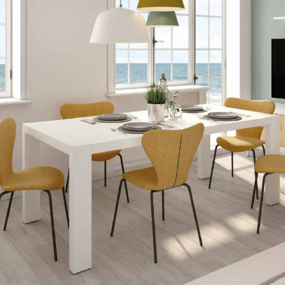 Mesa rectangular extensible con pata deslizante