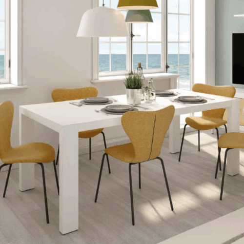 Mesa rectangular extensible con pata deslizante