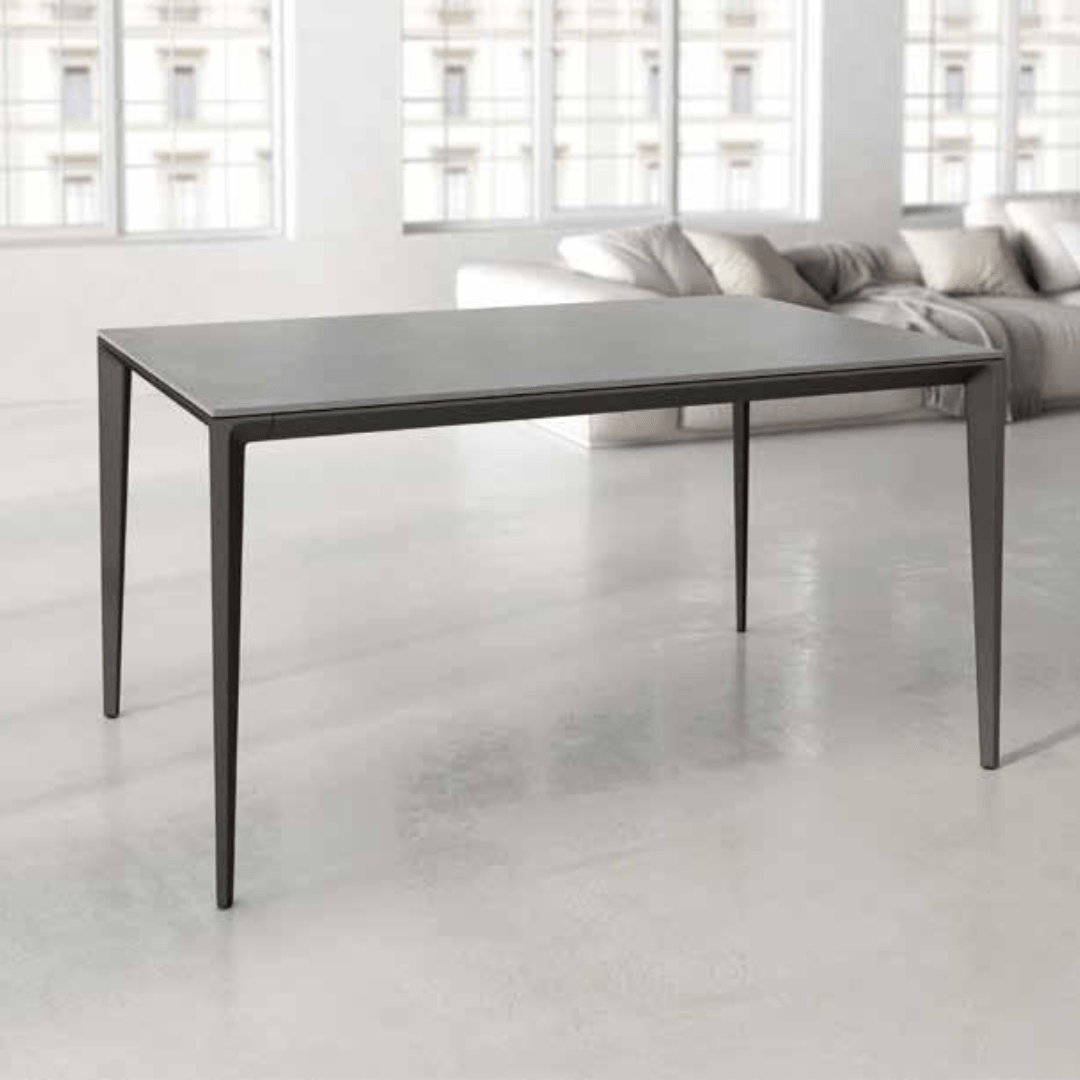 Mesa de comedor rectangular fija porcelánico/negra