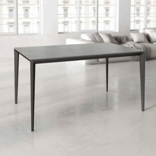 Mesa de comedor rectangular fija porcelánico/negra