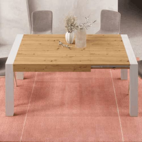 Mesa rectangular extensible de 144/204 cm con patas portería