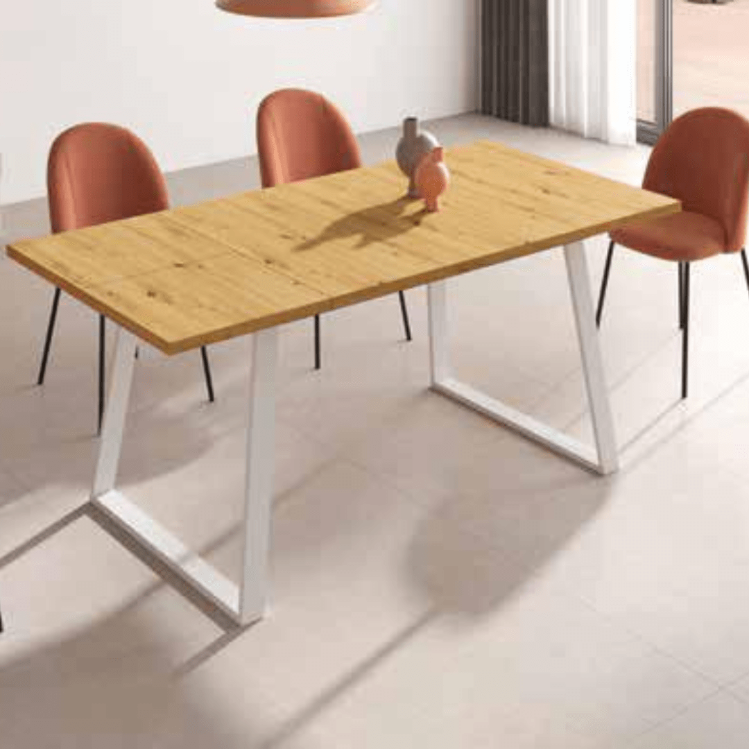 Mesa rectangular extensible 120/171 cm con patas metálicas inclinadas - Imagen 2
