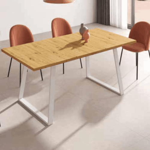 Mesa rectangular extensible 120/171 cm con patas metálicas