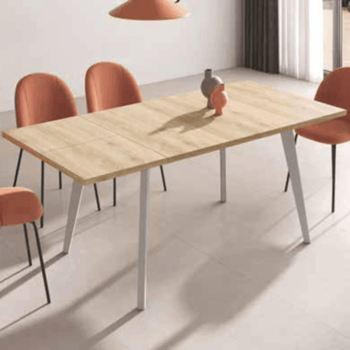Mesa rectangular extensible 140/191 cm con patas metálicas inclinadas