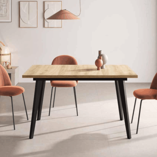 Mesa rectangular extensible 120/171 cm con patas metálicas inclinadas