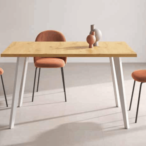 Mesa fija de 120 cm con patas metálicas inclinadas