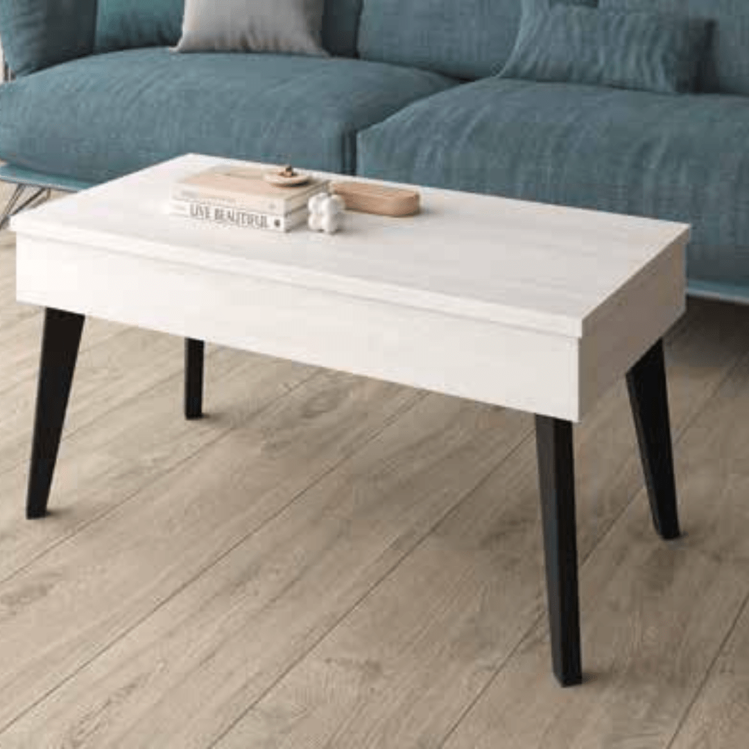 Mesa de centro elevable con patas metálicas inclinadas - Imagen 2