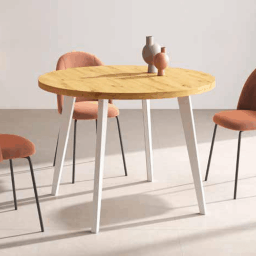 Mesa redonda fija de 100 cm con patas metálicas