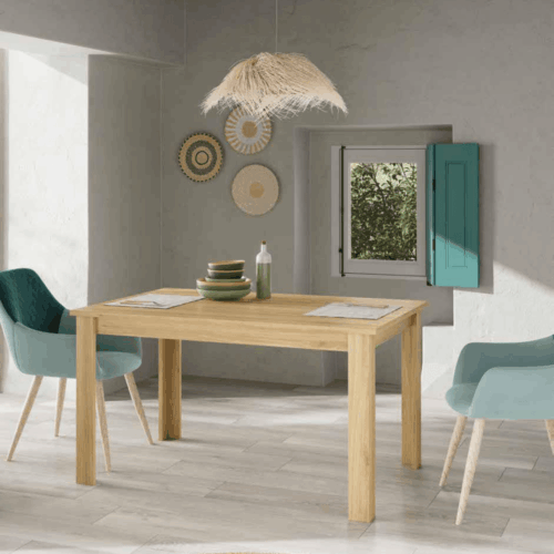 Mesa rectangular extensible 135/180 cm con patas cuadradas