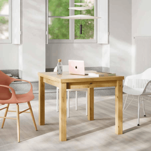 Mesa cuadrada extensible libro de 90 a 180 cm