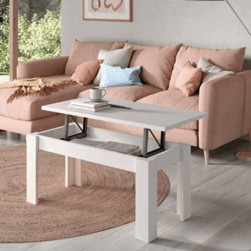 Mesa de centro elevable con patas en L