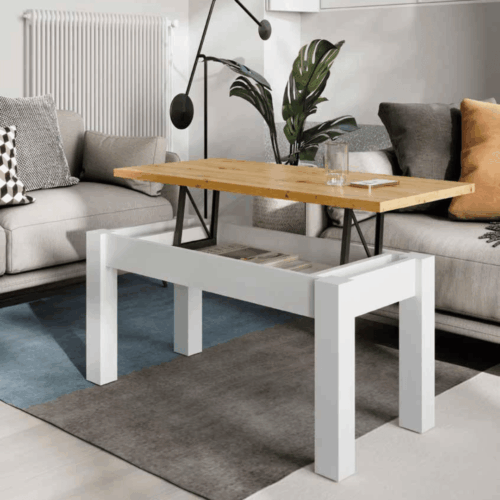 Mesa de centro elevable con patas cuadradas