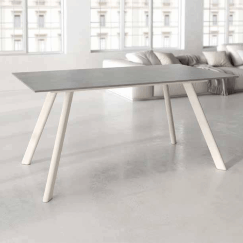 Mesa de comedor rectangular fija estructura marfil