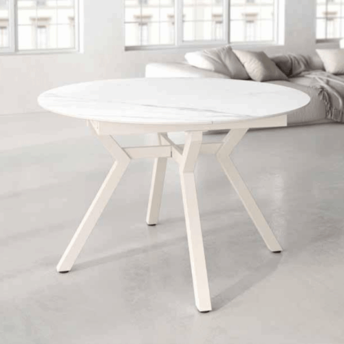 Mesa redonda extensible marfil/porcelánico