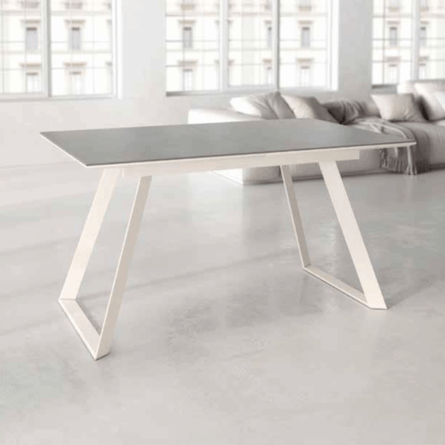 Mesa de comedor extensible con estructura marfil