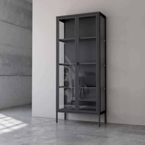 Vitrina de cristal 80x185 cm negra
