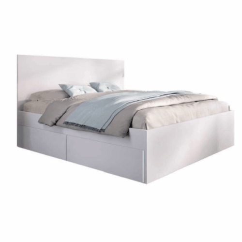 Cabecero + cama de 135/140x190 cm con 4 cajones blanca