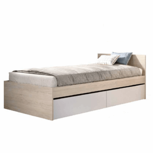 Cama 90x190 cm color natural + 2 cajones de arrastre