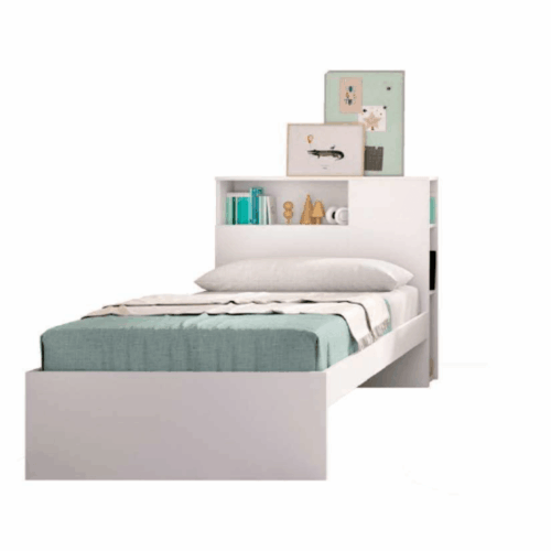 Cabezal estanteria + aro de cama 90x190 cm blanco