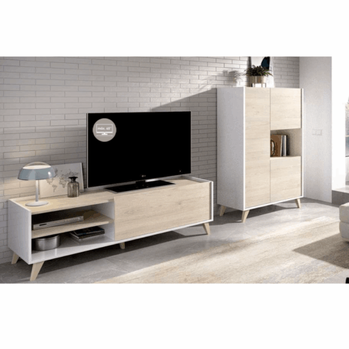 Mueble bajo de TV + módulo vertical 3 puertas