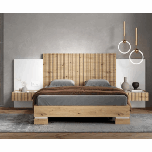 Dormitorio de matrimonio completo roble rustic/blanco poro