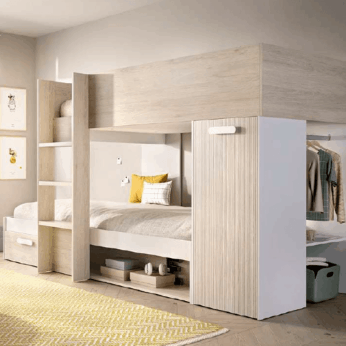 Cama tren 90x190 cm natural/alistonado