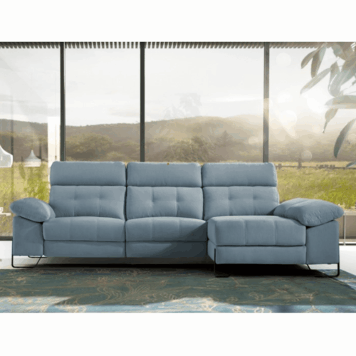 Sofá 3 plazas motorizado + chaiselongue + arcón