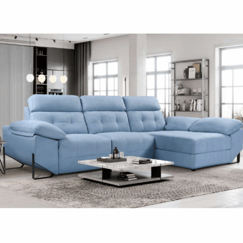 Sofá 3 plazas + chaiselongue + relax motorizado Micky