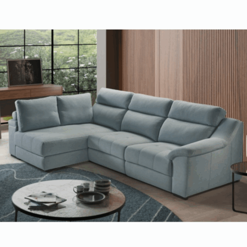 Sofá 3 plazas eléctrico + chaiselongue + arcón 303x175 cm