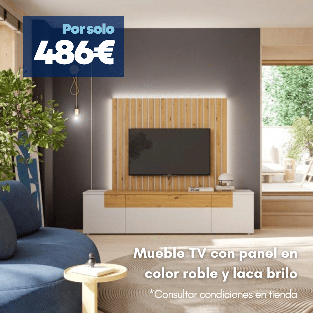 mueble tv con panel en oferta