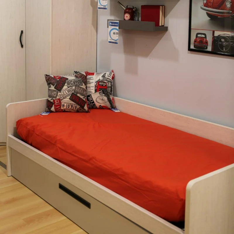 Cama nido y armario rinconero color abedul gris 2