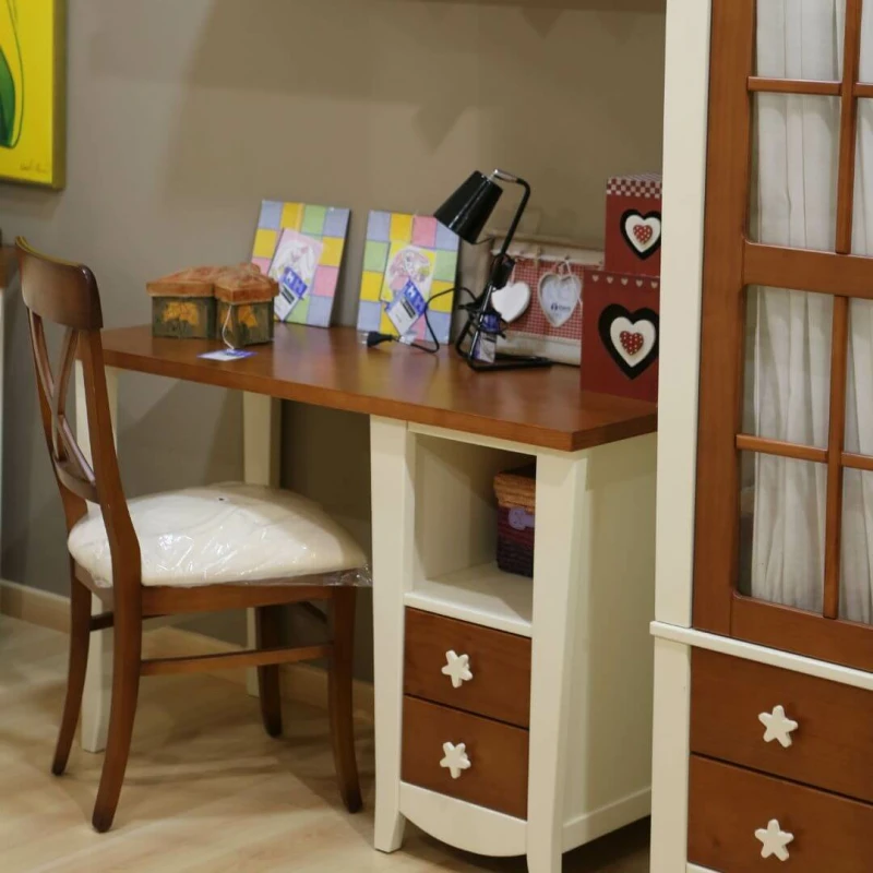 Dormitorio juvenil en madera de pino color crema/avellana