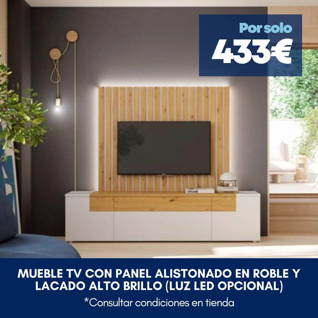 mueble tv con panel alistonado