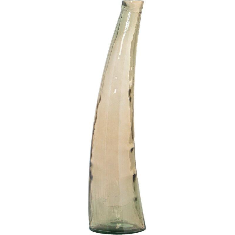 jarrón vidrio reciclado curvado 80cm marrón claro