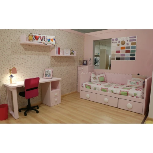 Dormitorio juvenil completo con escritorio y sifonier