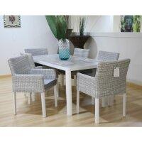 Mesa alta de jardín con 4 sillones de ratán